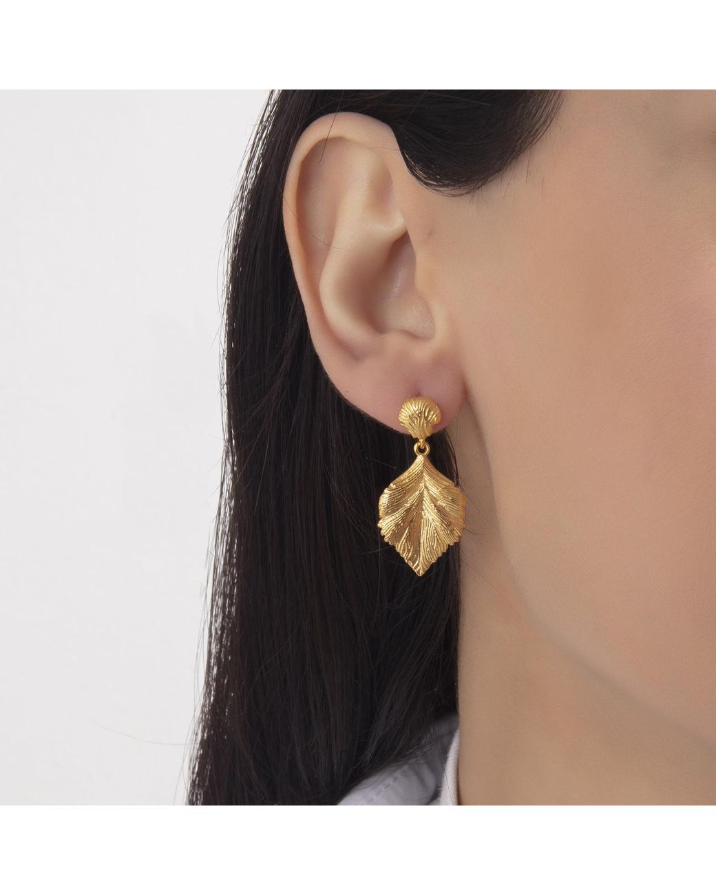 Milou Jewelry Metallic Linden Leaf Drop Earrings