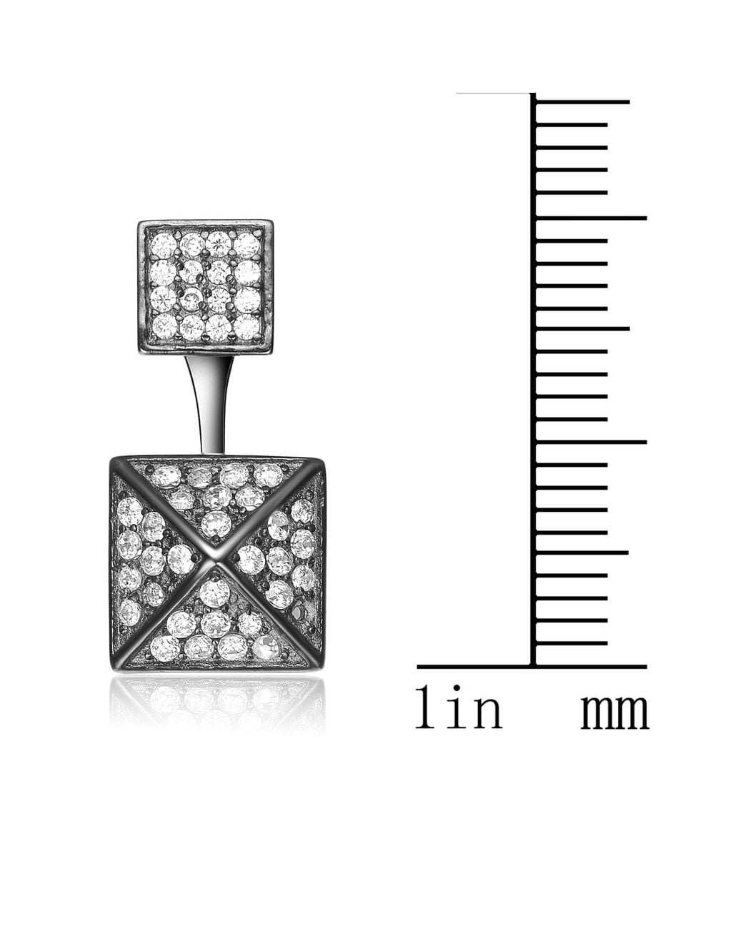 Genevive Jewelry White Sterling Plated Cubic Zirconia Multiple Square Jacket Earrings