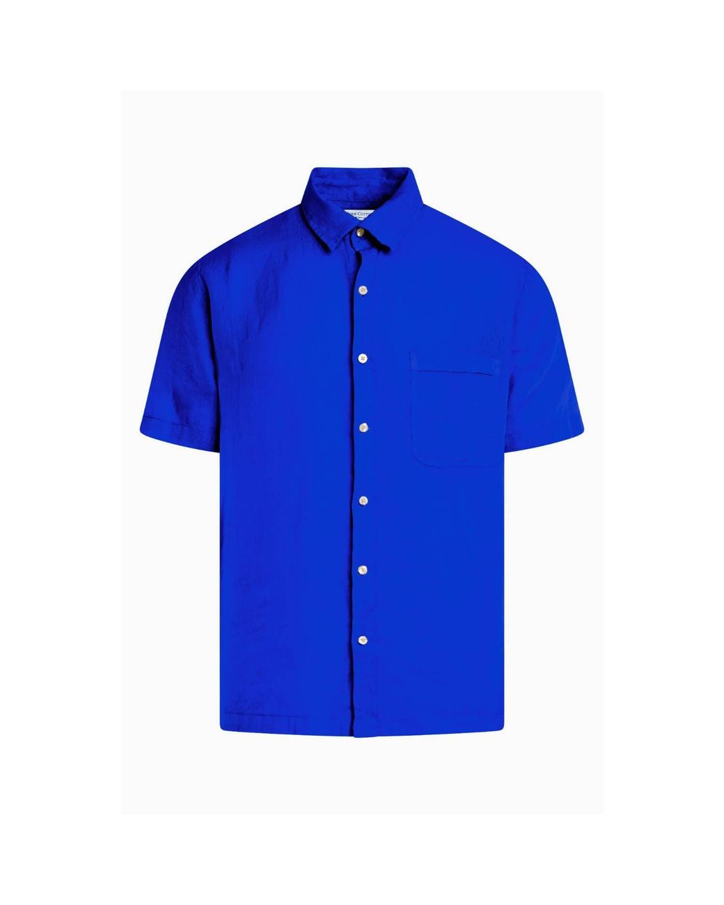 Haris Cotton Blue Short Sleeved Front Pocket Linen Shirt for men