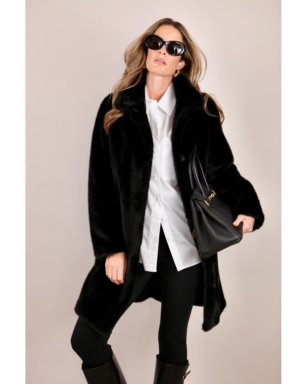ISSY LONDON Black Millie Luxe Faux Fur Coat