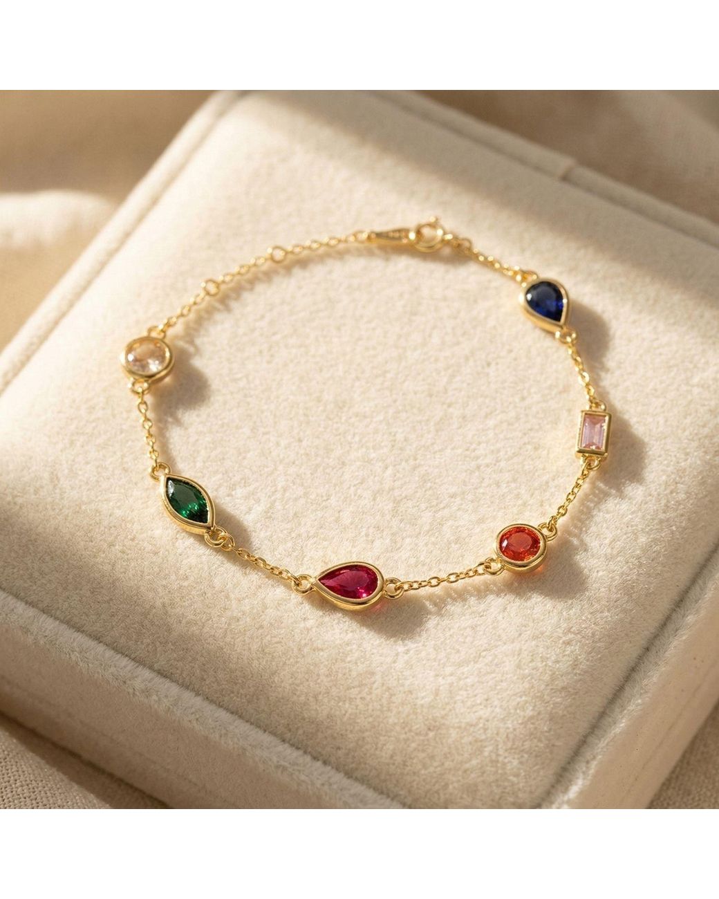 Harfi Metallic Geometric Multicolour Gemstone Plated Bracelet