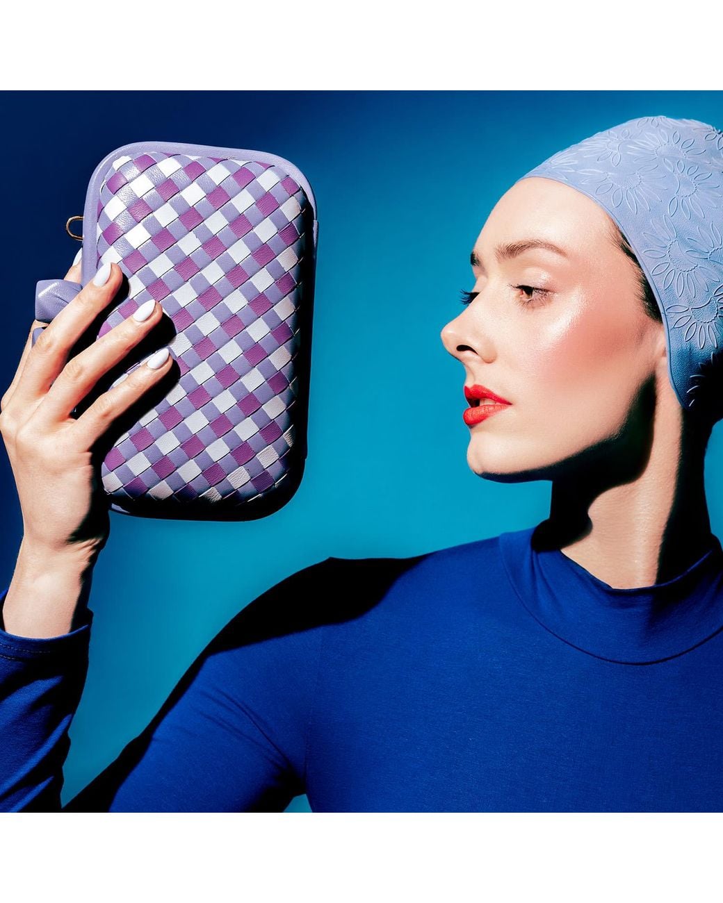 F3Rog by Rana Blue Lilac Woven Crossbody Kukki Clutch