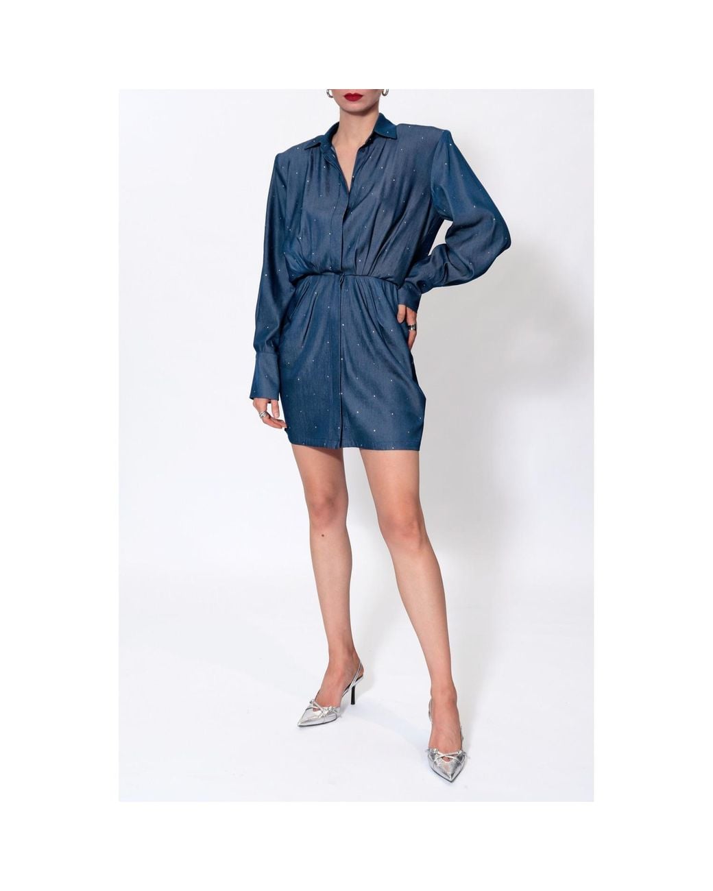 AGGI by HALEWSKI Electra Jets Denim Mini Shirt Dress in Blue | Lyst