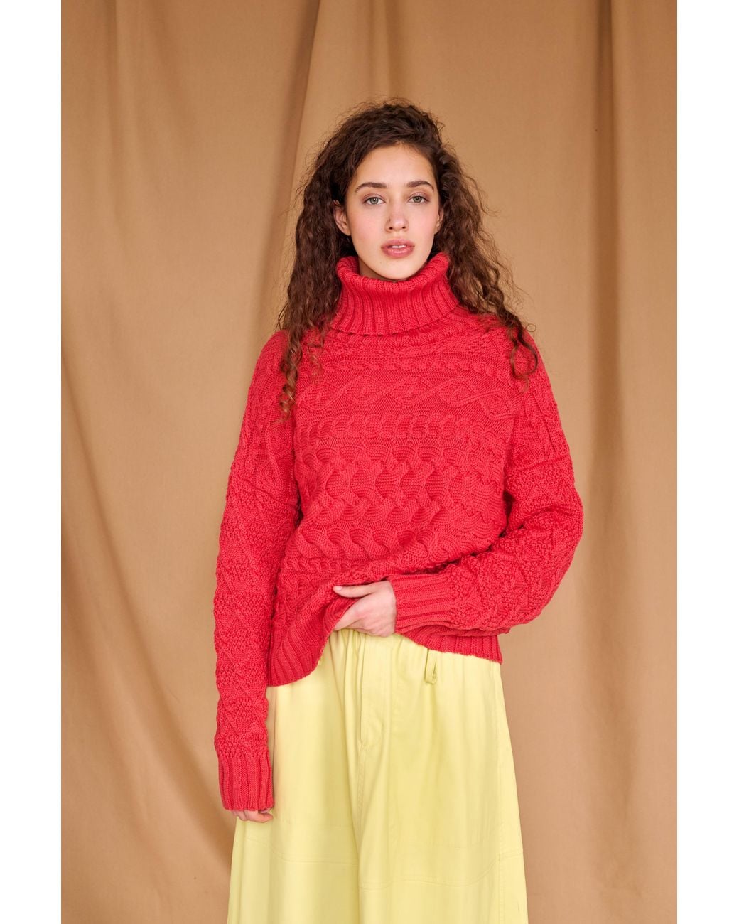 Gigi Knitwear Red Cable Sweater