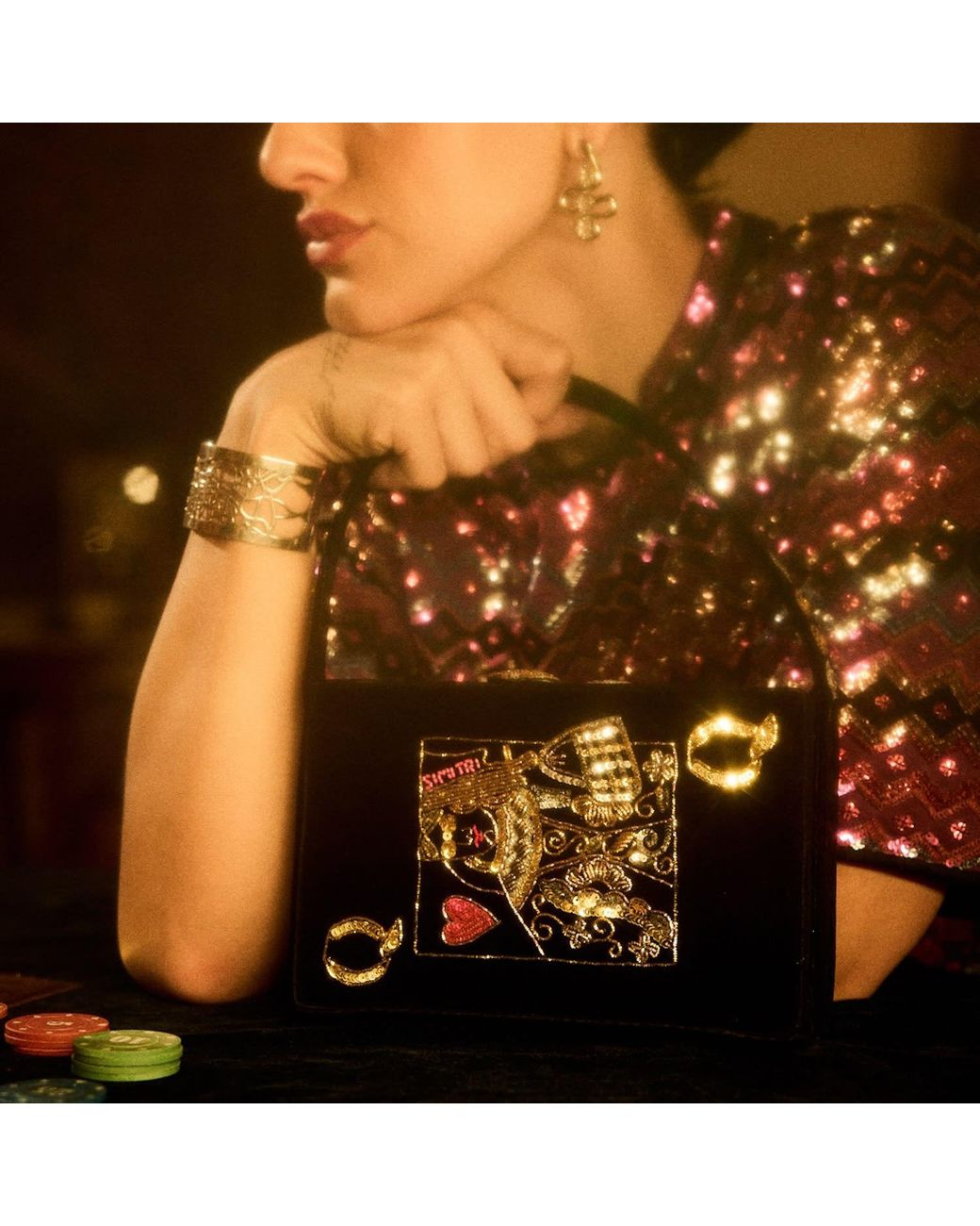 Simitri Black Poker Clutch