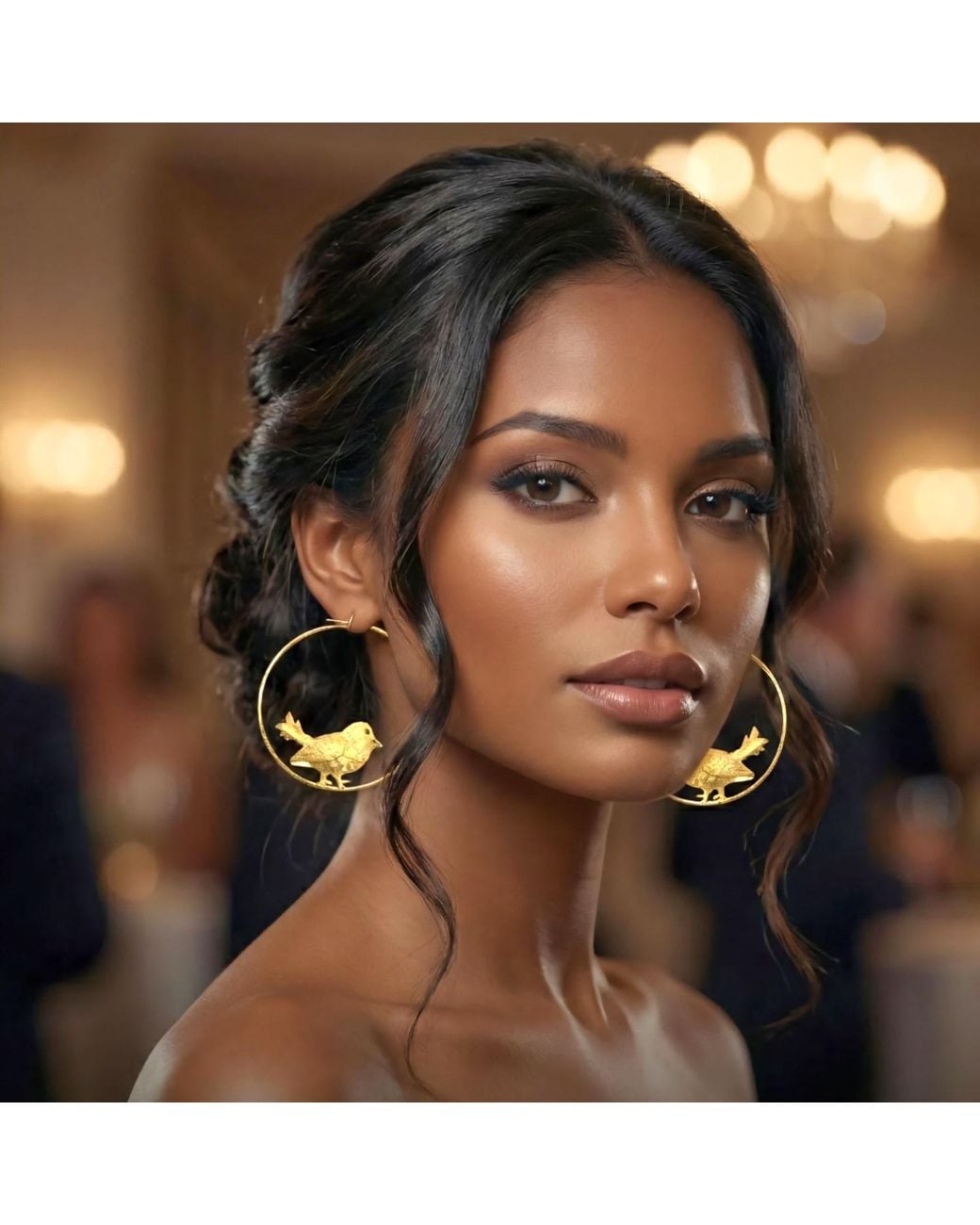 Meraki by Rashmi Bajaj Metallic Song Bird Plated Hoop Earrings