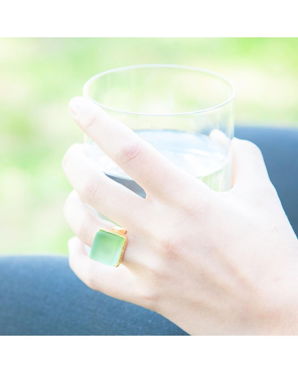 Smart Glass Jewelry Yellow Recycled Glass Cube Ring Antique Clear