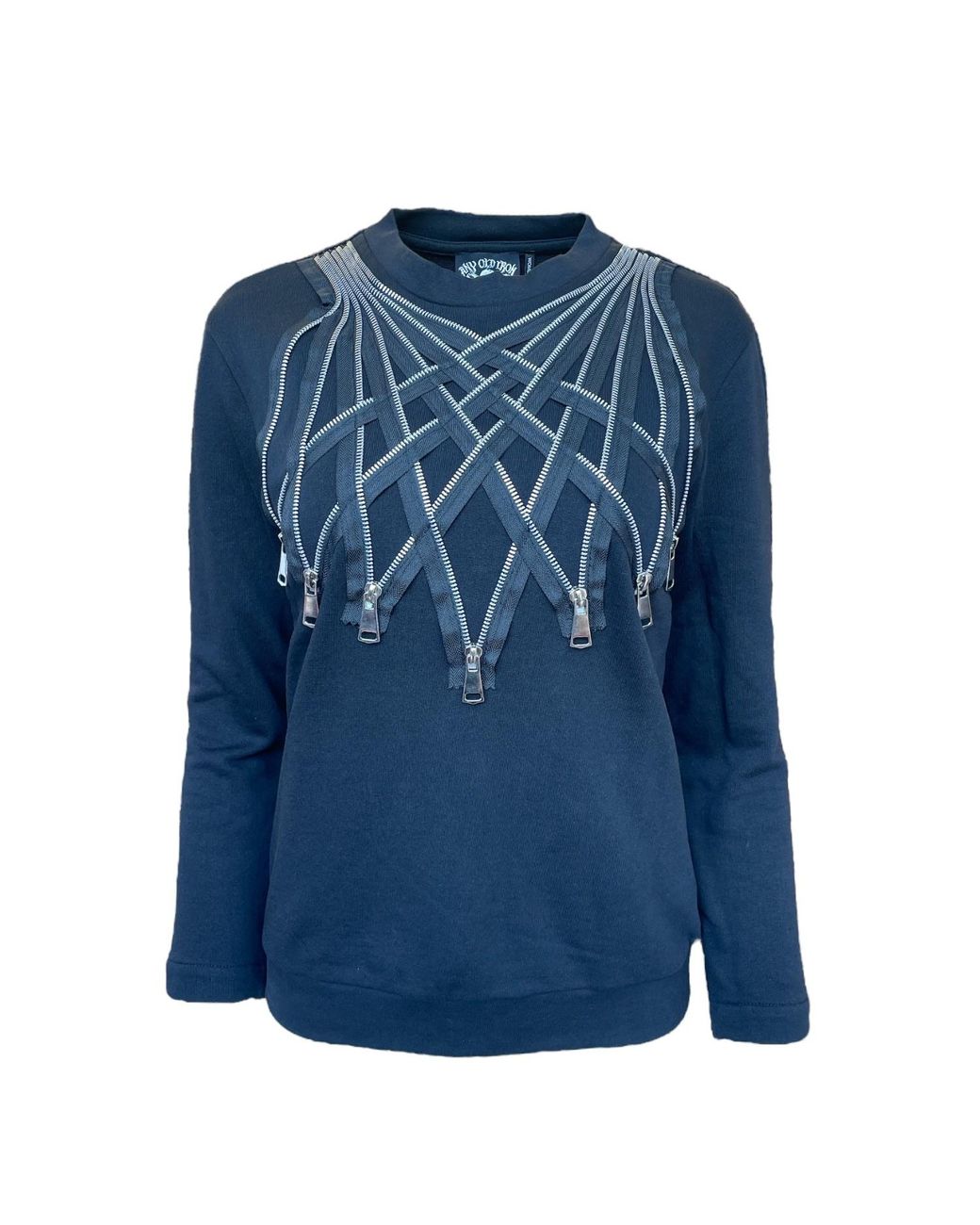 Any Old Iron Blue Zipper Sweatshirt