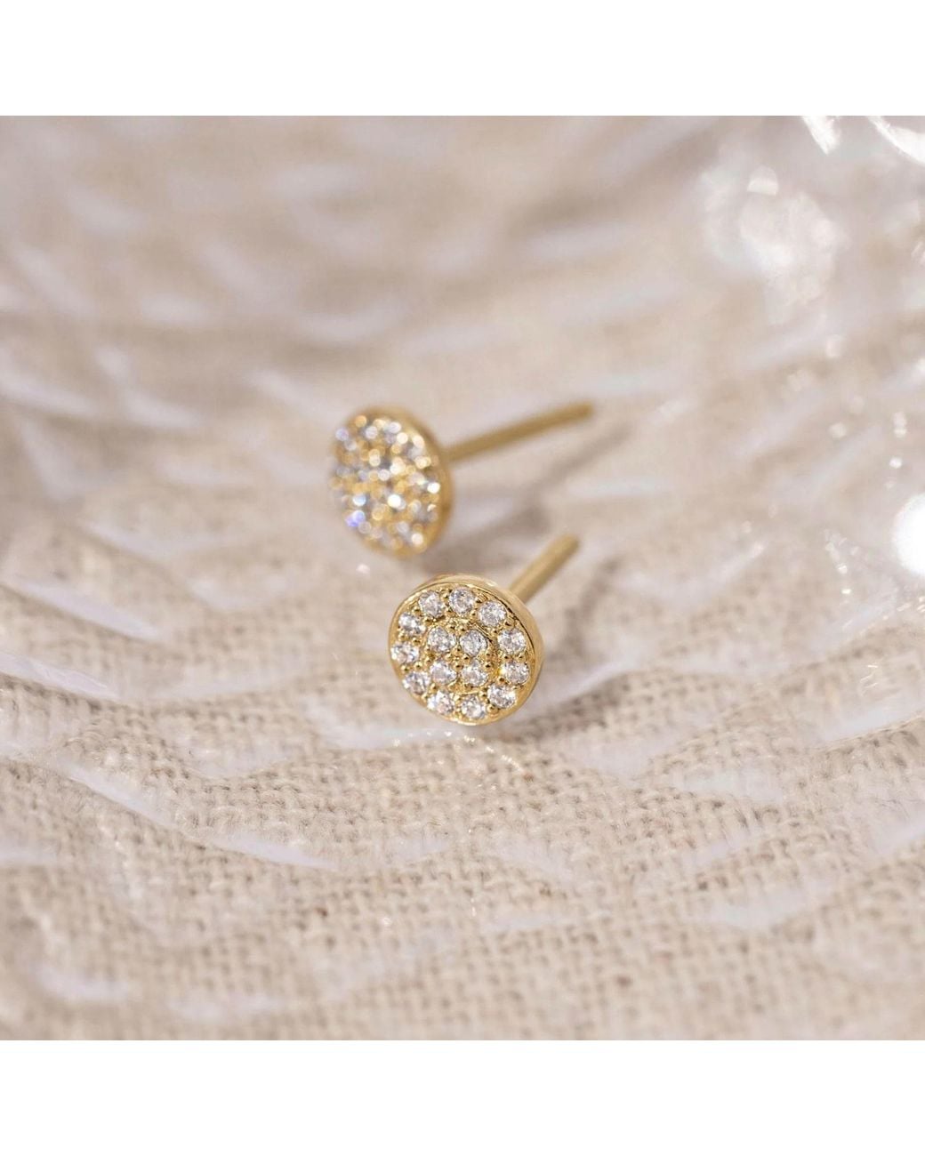 Diamonbliss Metallic Round Shape Pave Dainty Earrings