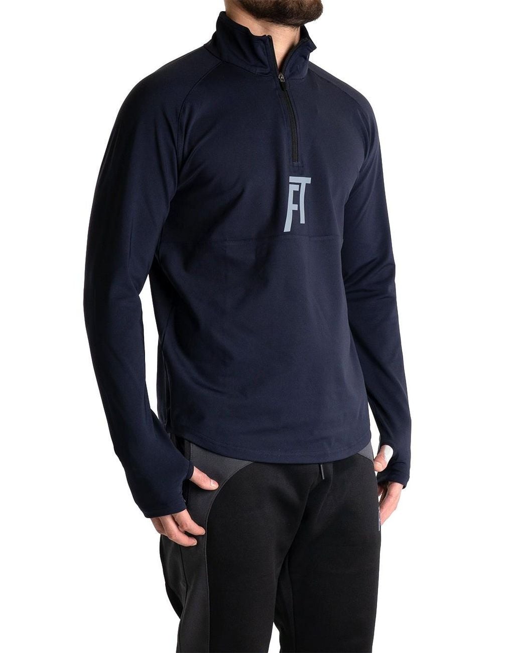 Foster Taylor Blue Ft Quarter Zip Mock Neck for men