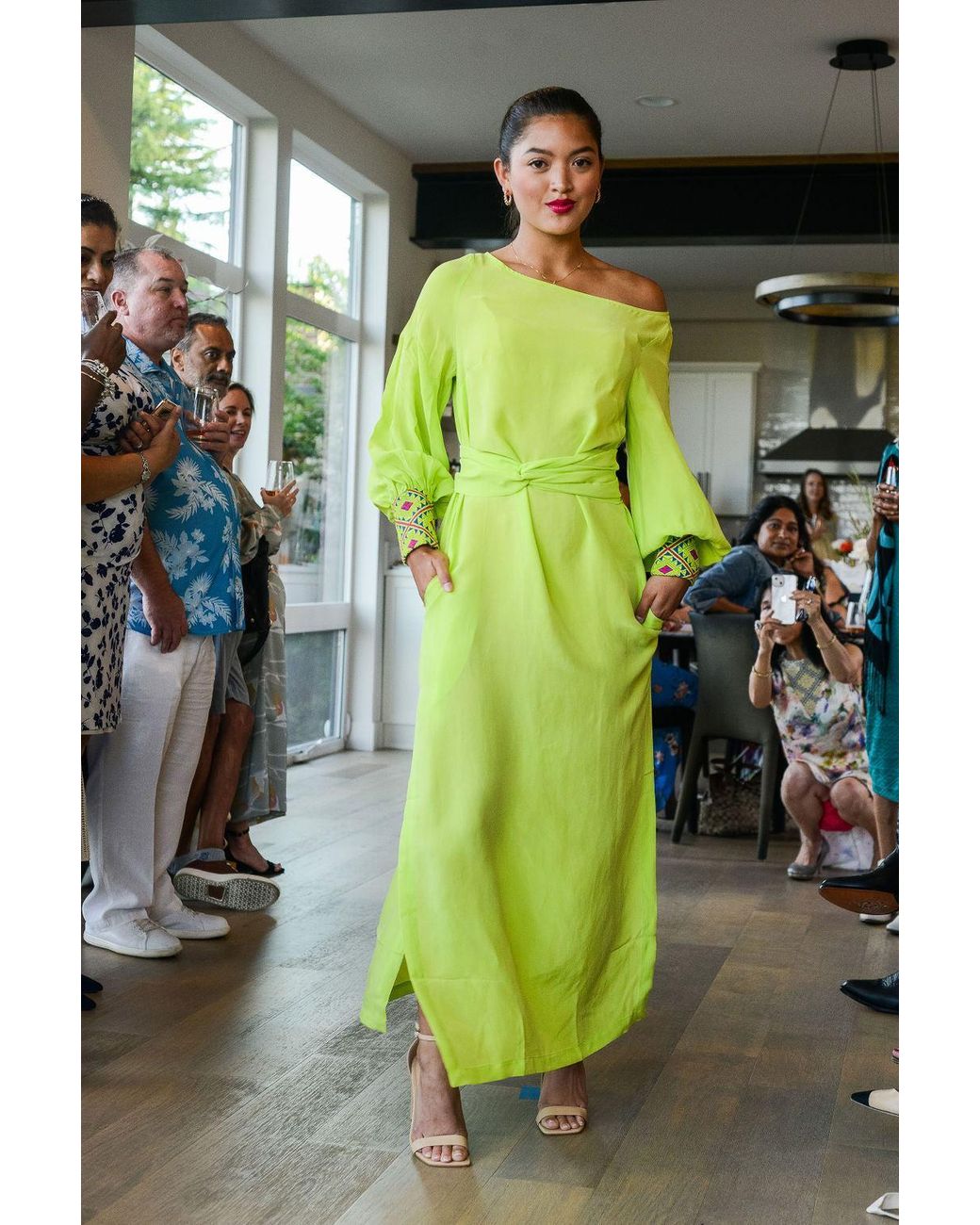 Yomisma Green Lotus Chiapas Embroidered Kaftan — Artisanal Handcrafted Resort Dress