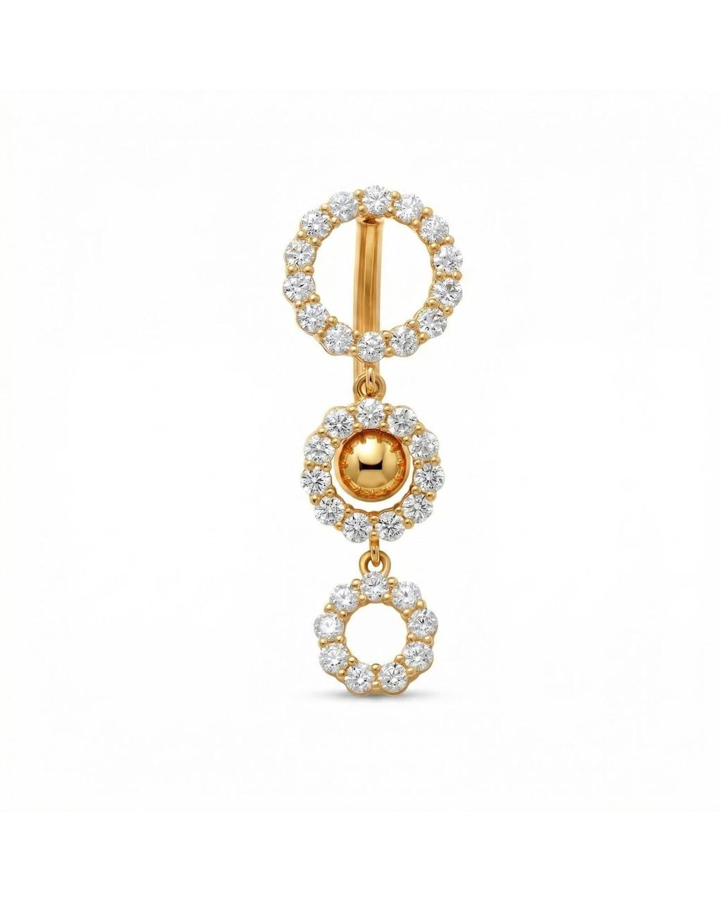 Zahav Jewelry Metallic 14K Solid 14G Cascading Dangle Belly Ring