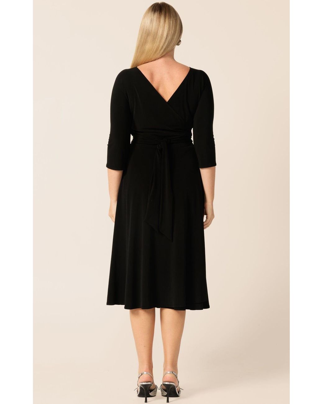 SACHA DRAKE Black Three Quarter Sleeve Reversible Jersey Wrap Dress