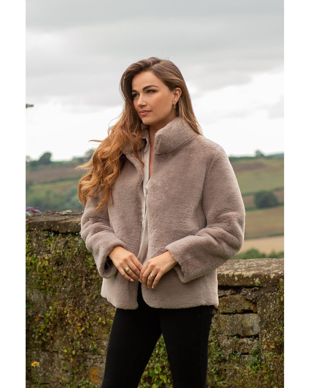 ISSY LONDON Neutrals Joan Faux Shearling Jacket Mink in Brown Lyst