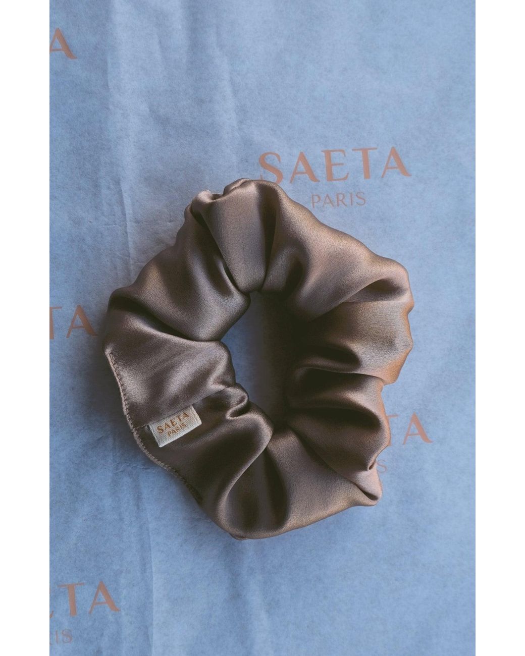 SAETA Paris Brown Neutrals Silk Scrunchie