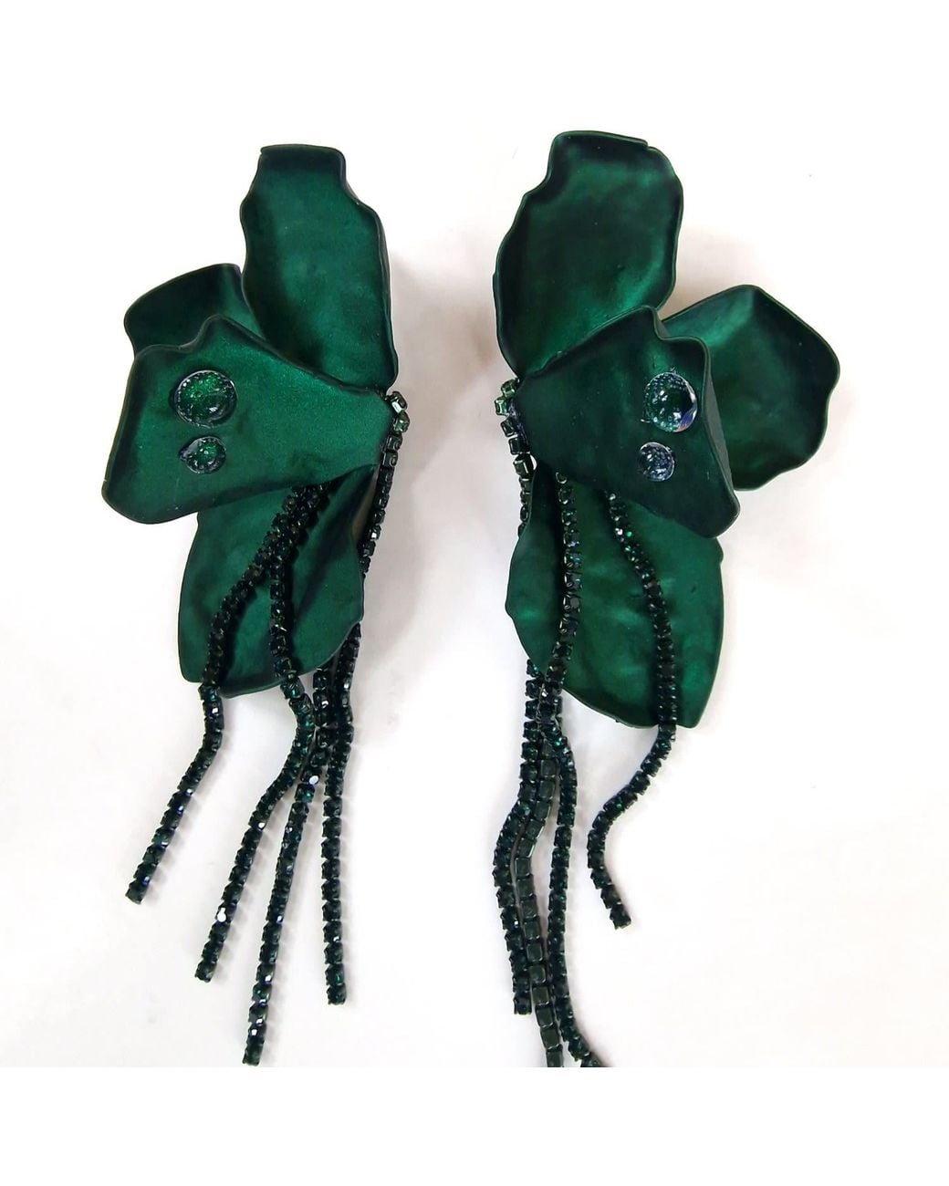 Laura Daili Green Emerald Blossom Earrings