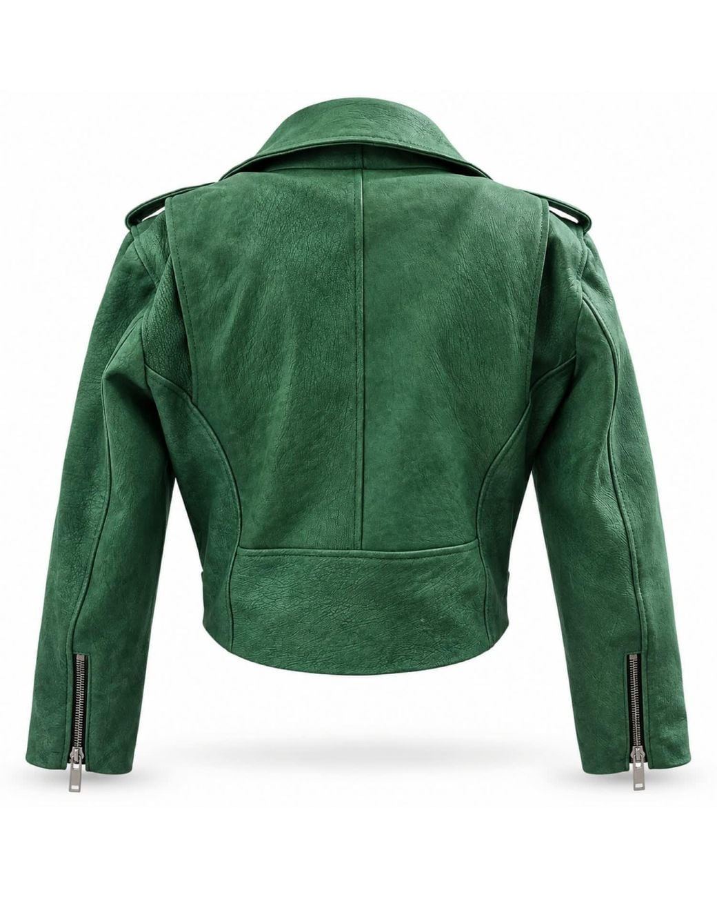 Zasta Studio Green Sea Cropped Biker Leather Jacket
