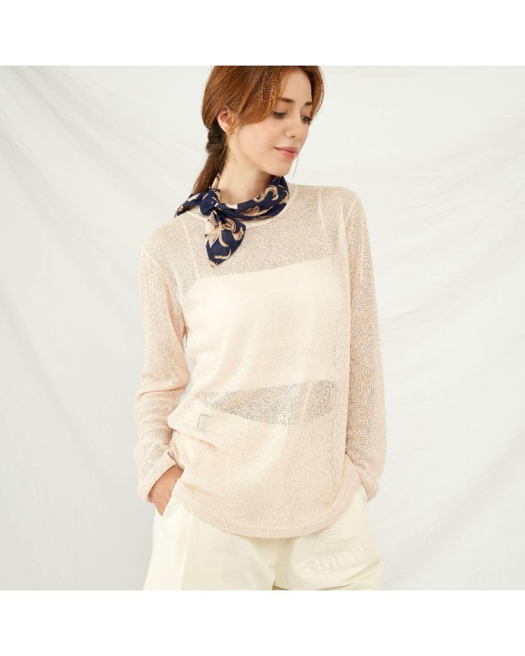 Maraethra Blue Dancing Floral Cotton Tie Scarf