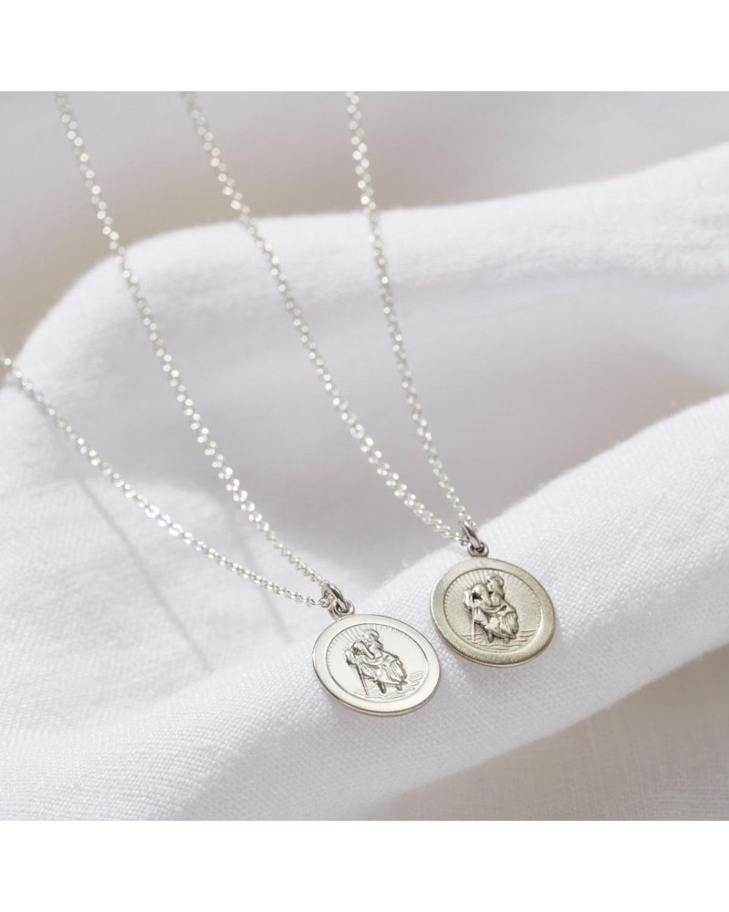 Posh Totty Designs Metallic Mini Sterling St Christopher Necklace for men