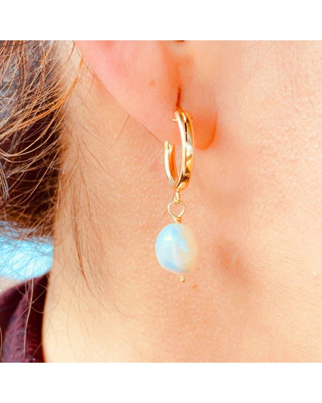 Lexi Jewelry Metallic Lanai Pearl & Small Hoop Earrings