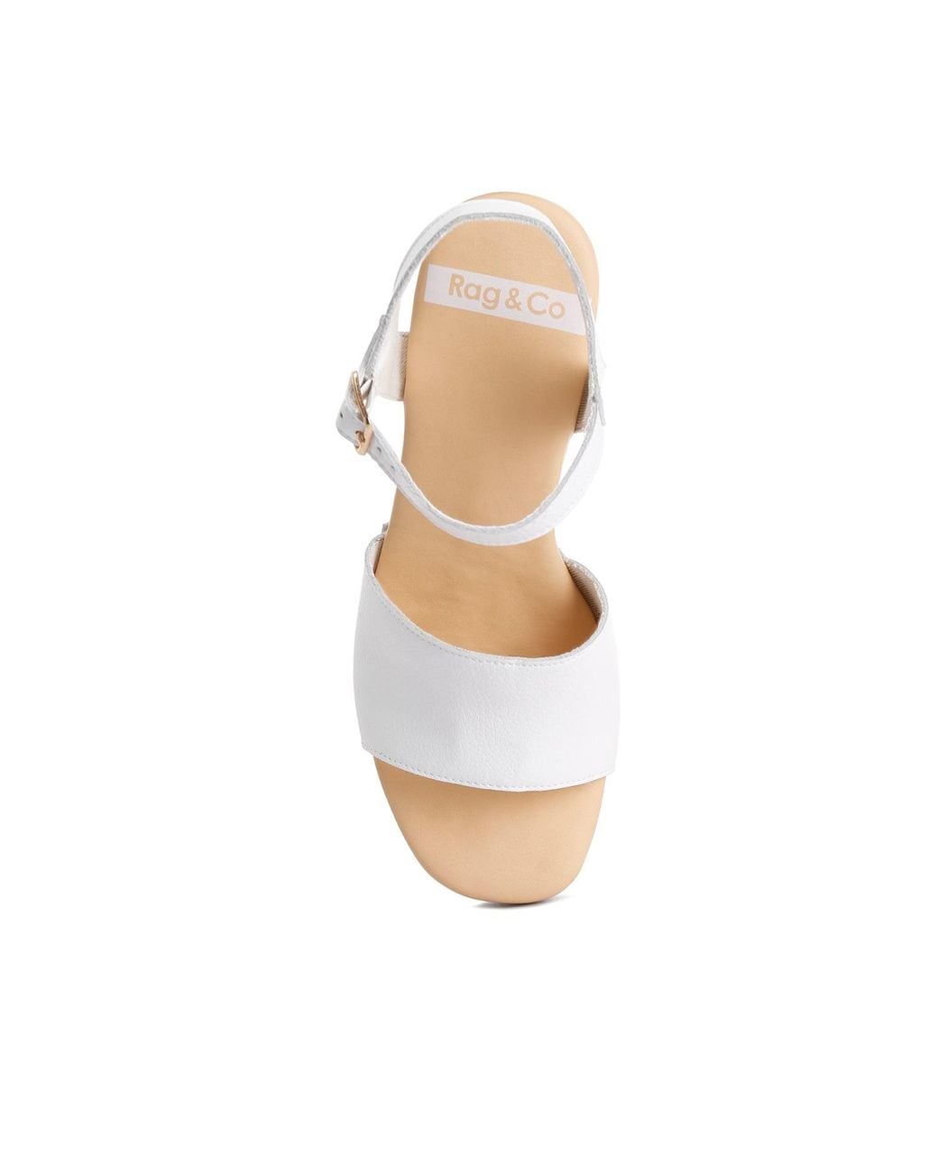 Rag & Co White Sawor Recycled Leather High Block Sandals