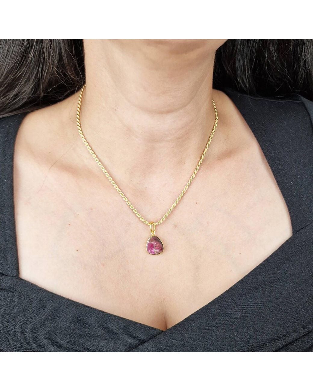 Sophelia Pink Statement Vermeil Plated Garnet January Birthstone Crystal Rope Necklace