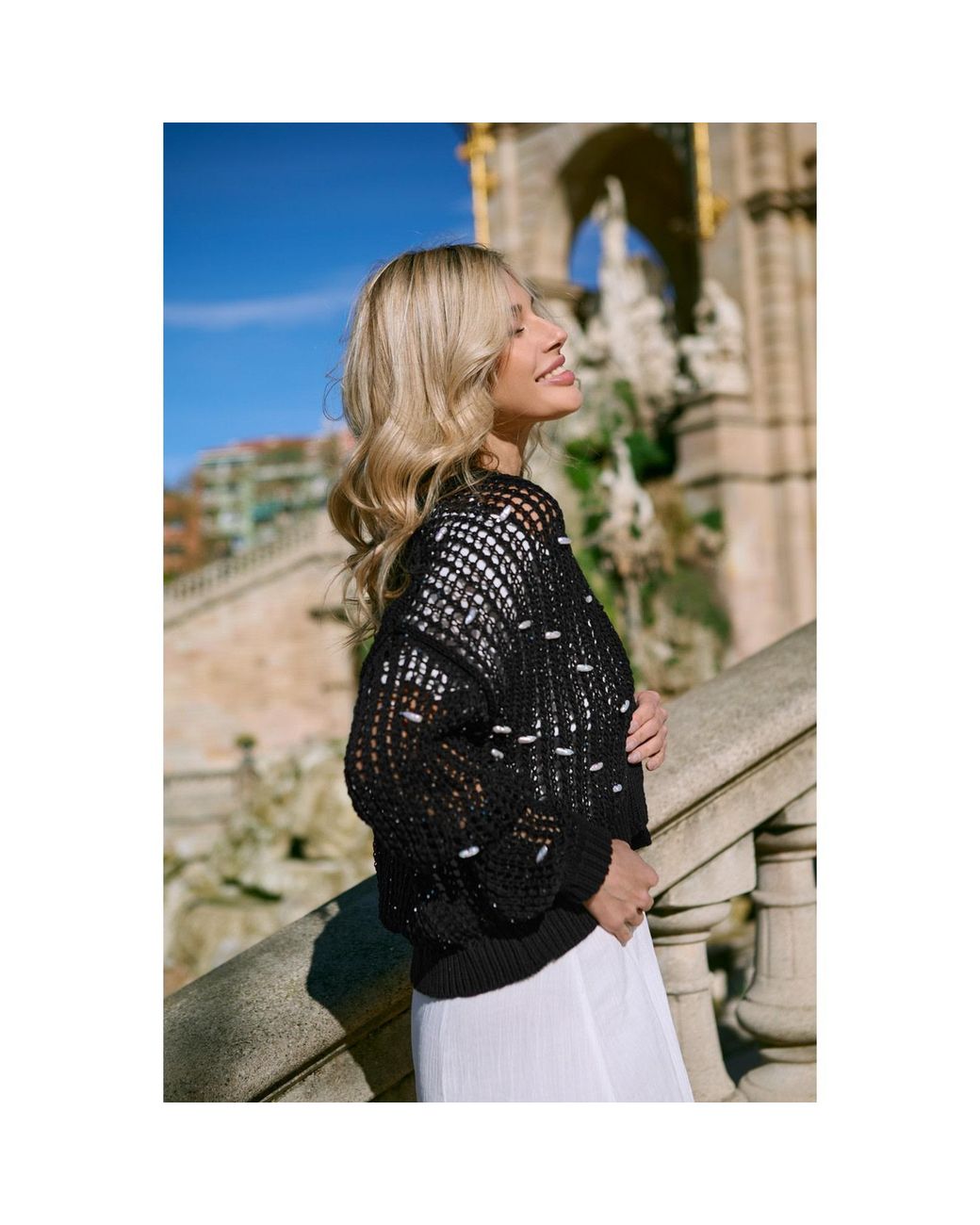 Saachi Black Coastal Shell Sequin Cardigan