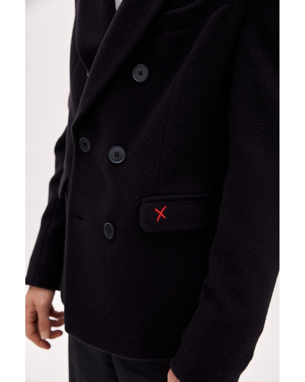 Pcfg Black Double Breasted Coat for men