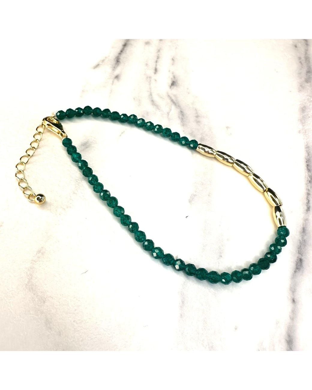 Clemence Wren Green Gemstone Nugget Bracelet