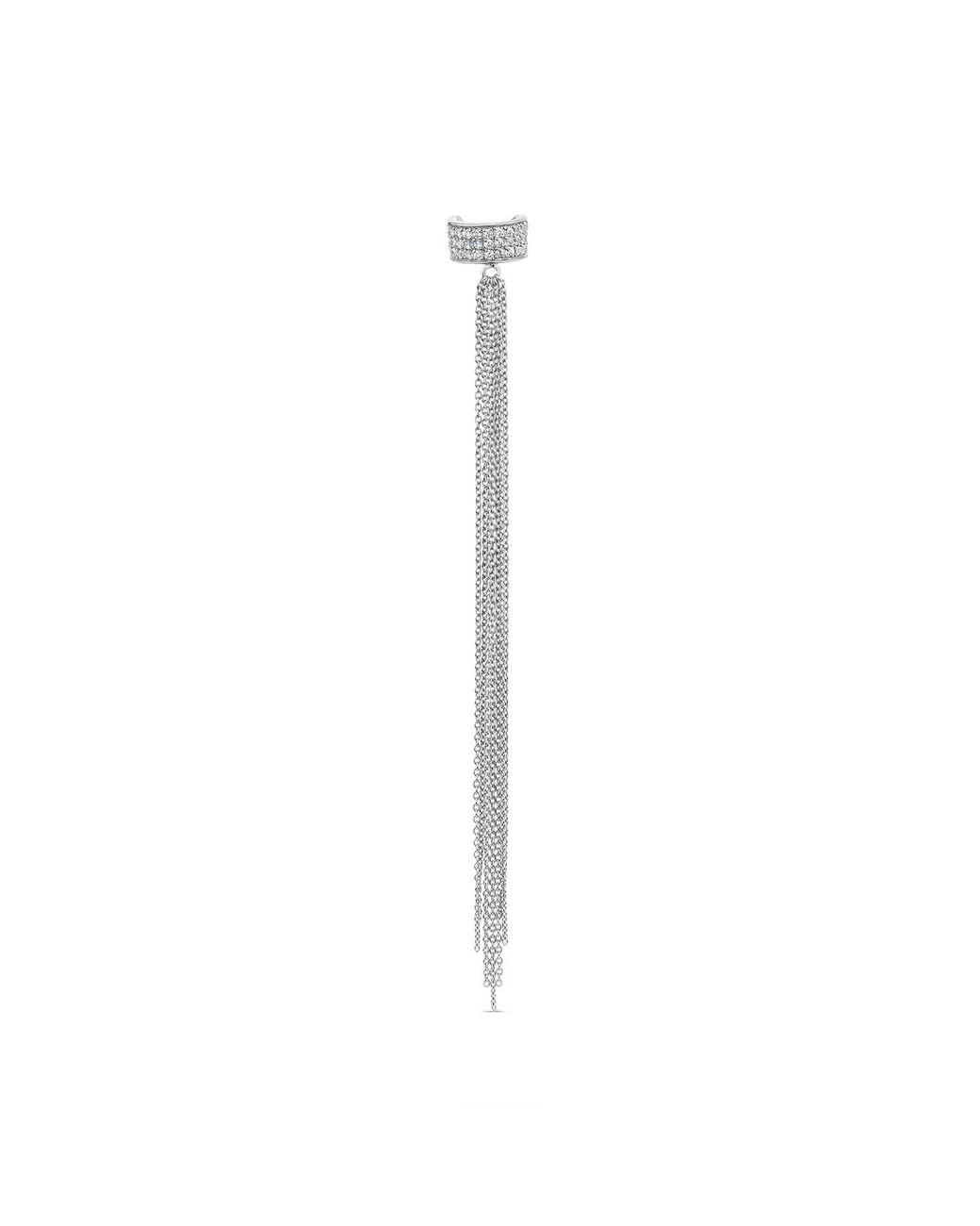 SALLY SKOUFIS White Destiny Chain Ear Cuff With Made Cz Diamond Stimulant