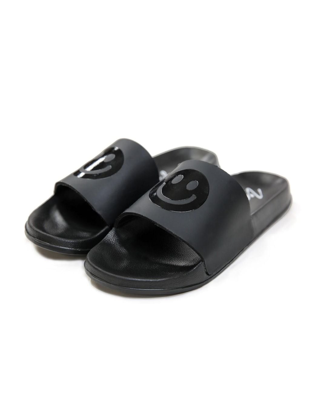 Zenzee Black Smiley Face Slide Sandals