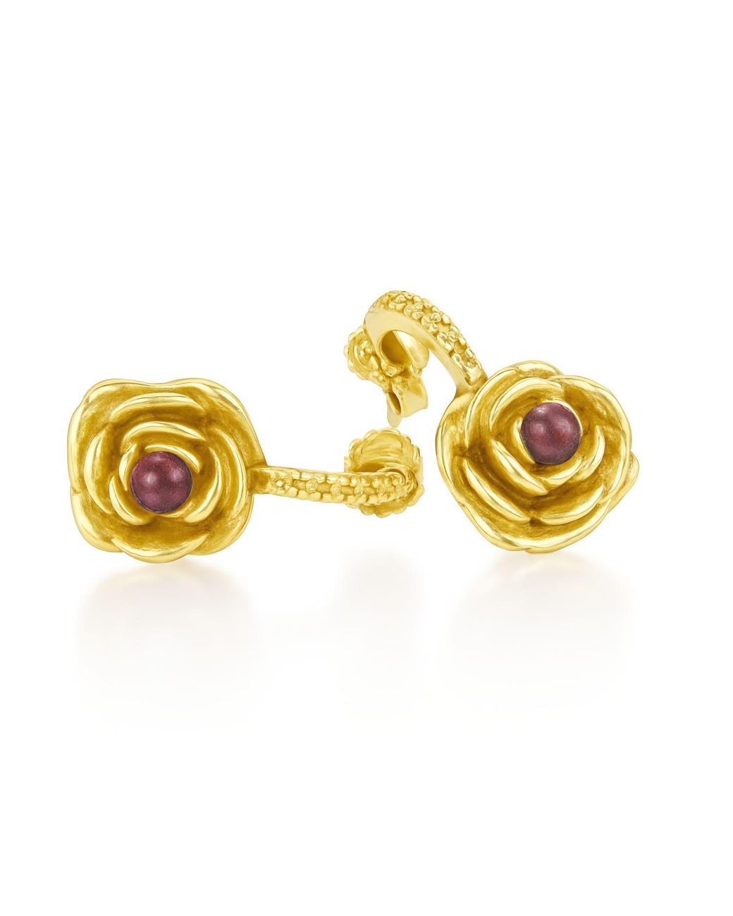 Unaloe Yellow Plated Rose Drop Earrings With Ruby – Earrings For – Jewelry For