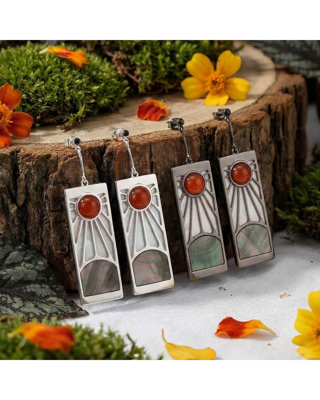 Azura Jewelry New York White Demon Slayer Hanafuda Earrings Vermeil