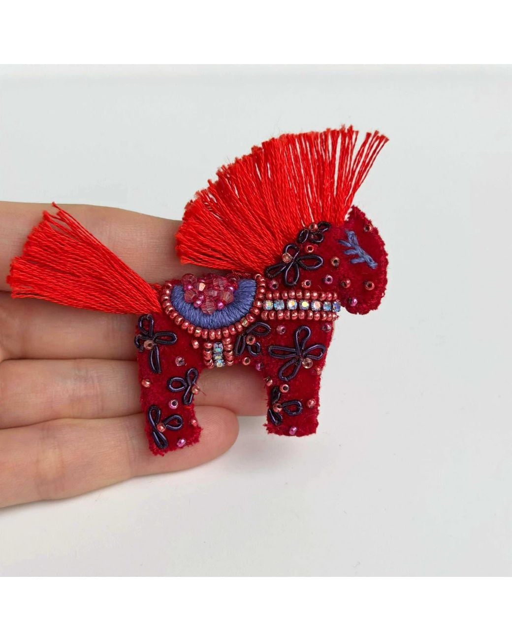 VETKA Red Handmade Horse Brooch- Fire Horse
