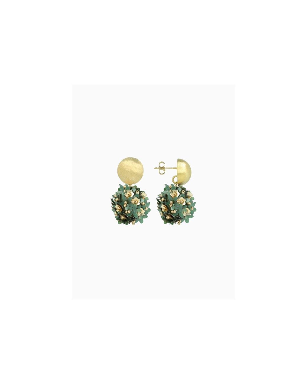 LOTT.gioielli Green Sequin Flower Globe Earrings M