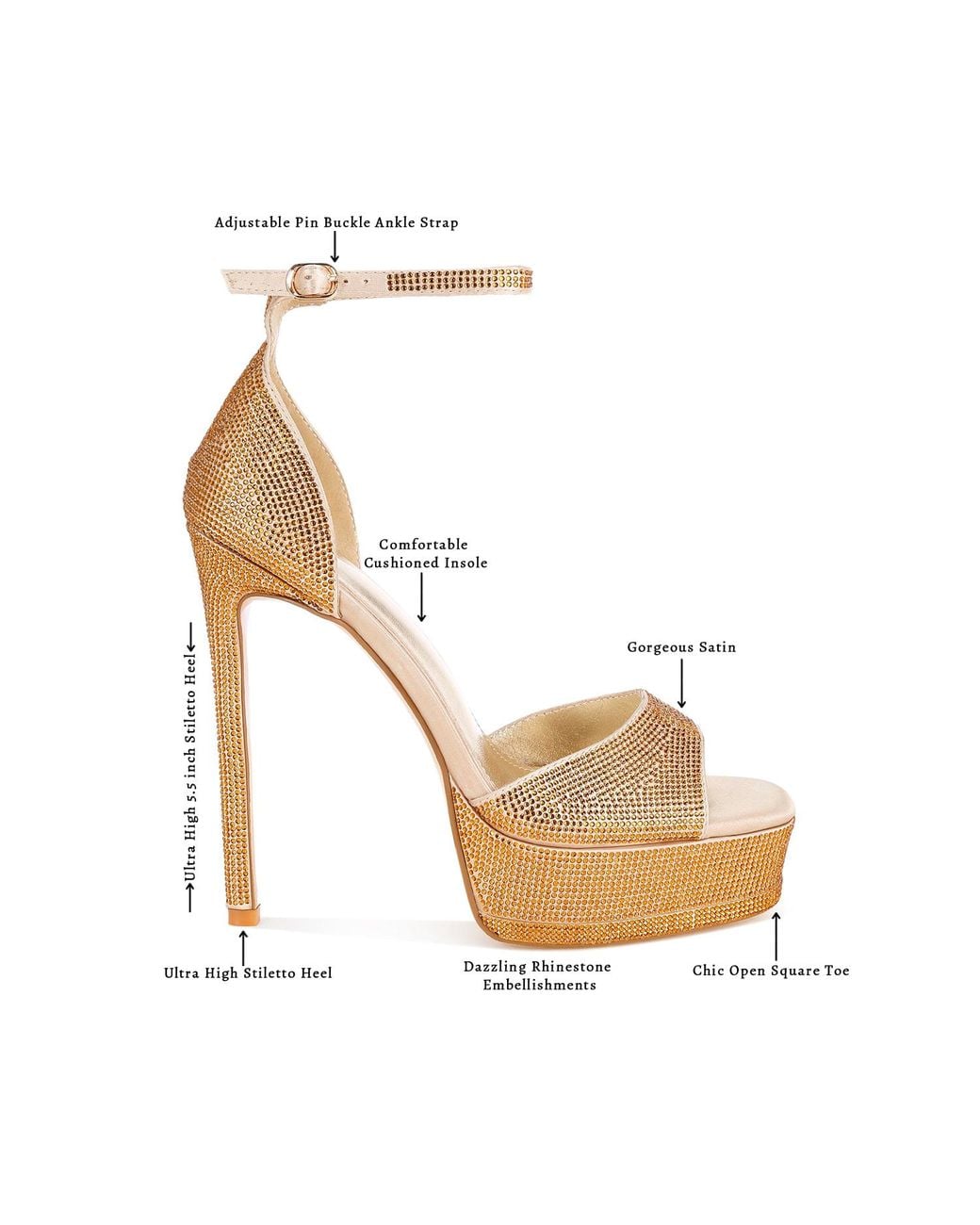 Rag & Co Green Alaya Rhinestones High Stiletto Heel Sandals