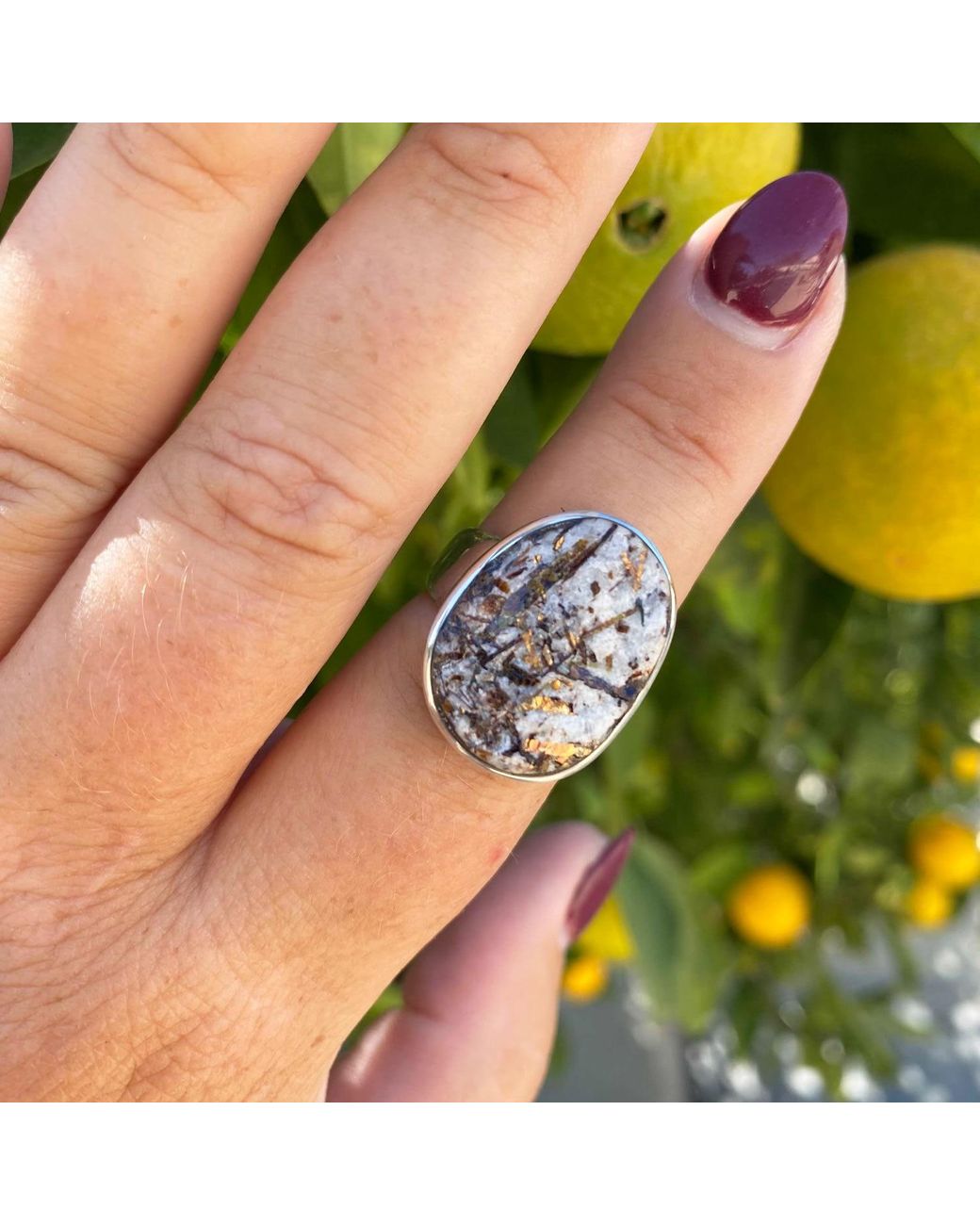 Glamrocks Jewelry Metallic Astrophyllite Sterling One Of A Kind Ring