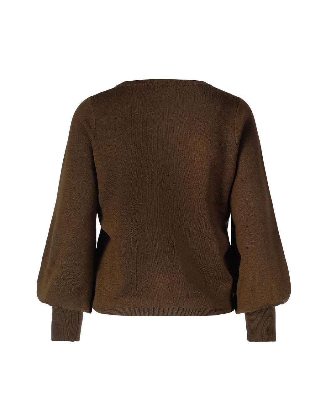 tirillm Brown Ava Merino Wool Cardigan With Balloon Sleeves