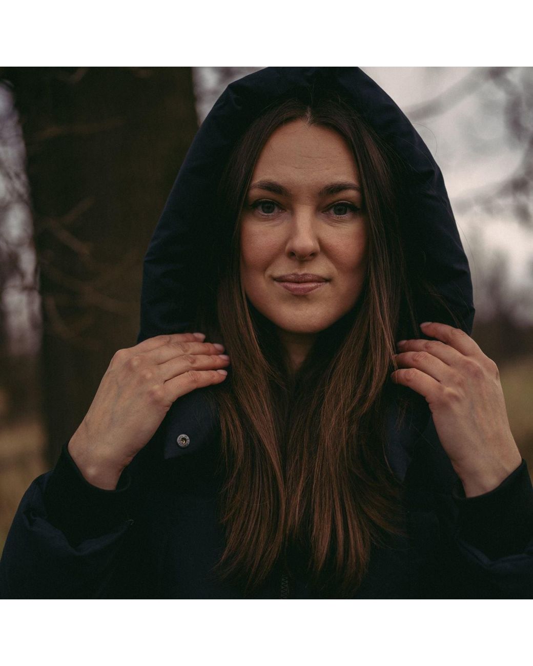 BEIRA Blue Alexis Longline Padded Puffa Coat With Cowl Hood Dark