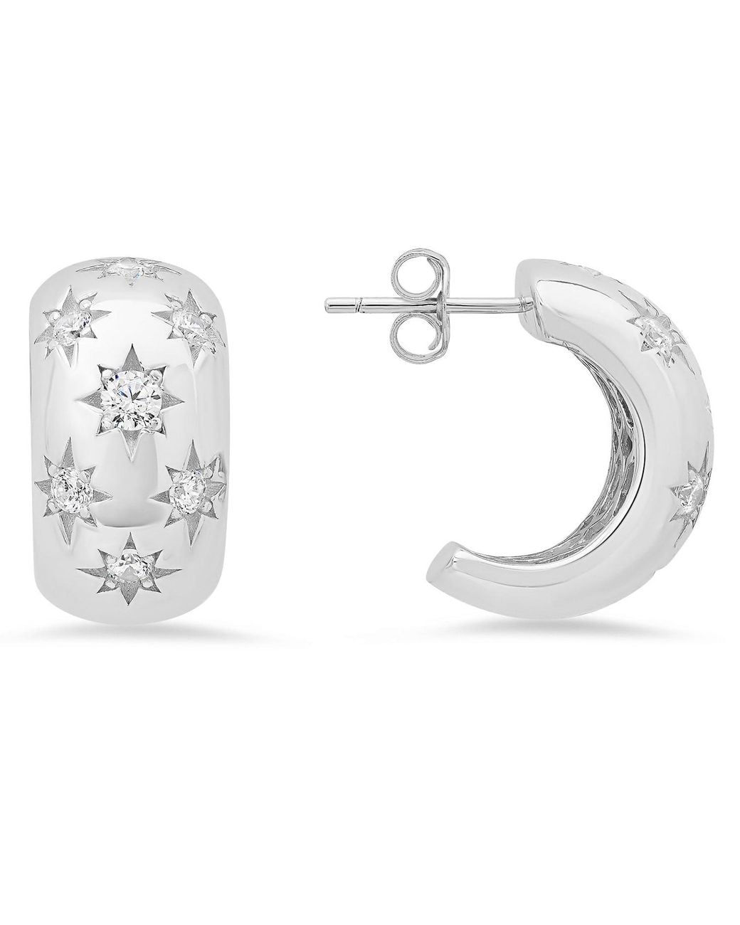 Kylie Harper Metallic Chunky Celestial Statement Hoop Earrings