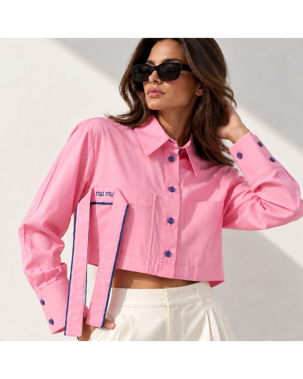 Ma Mulier Pink Crop Shirt