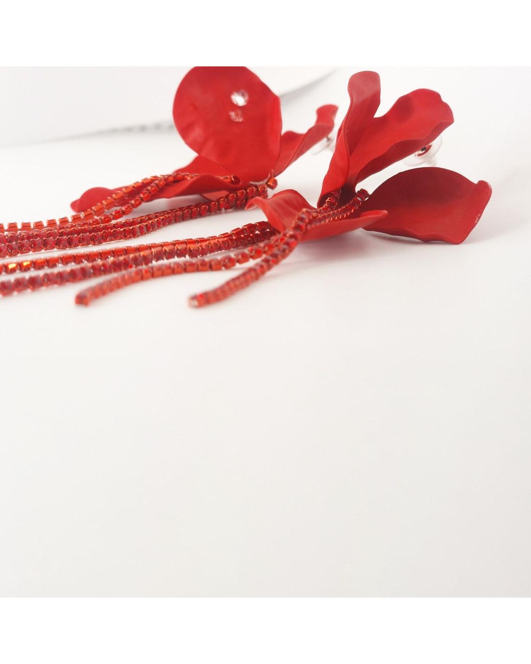 Laura Daili Red Crimson Blossom Earrings