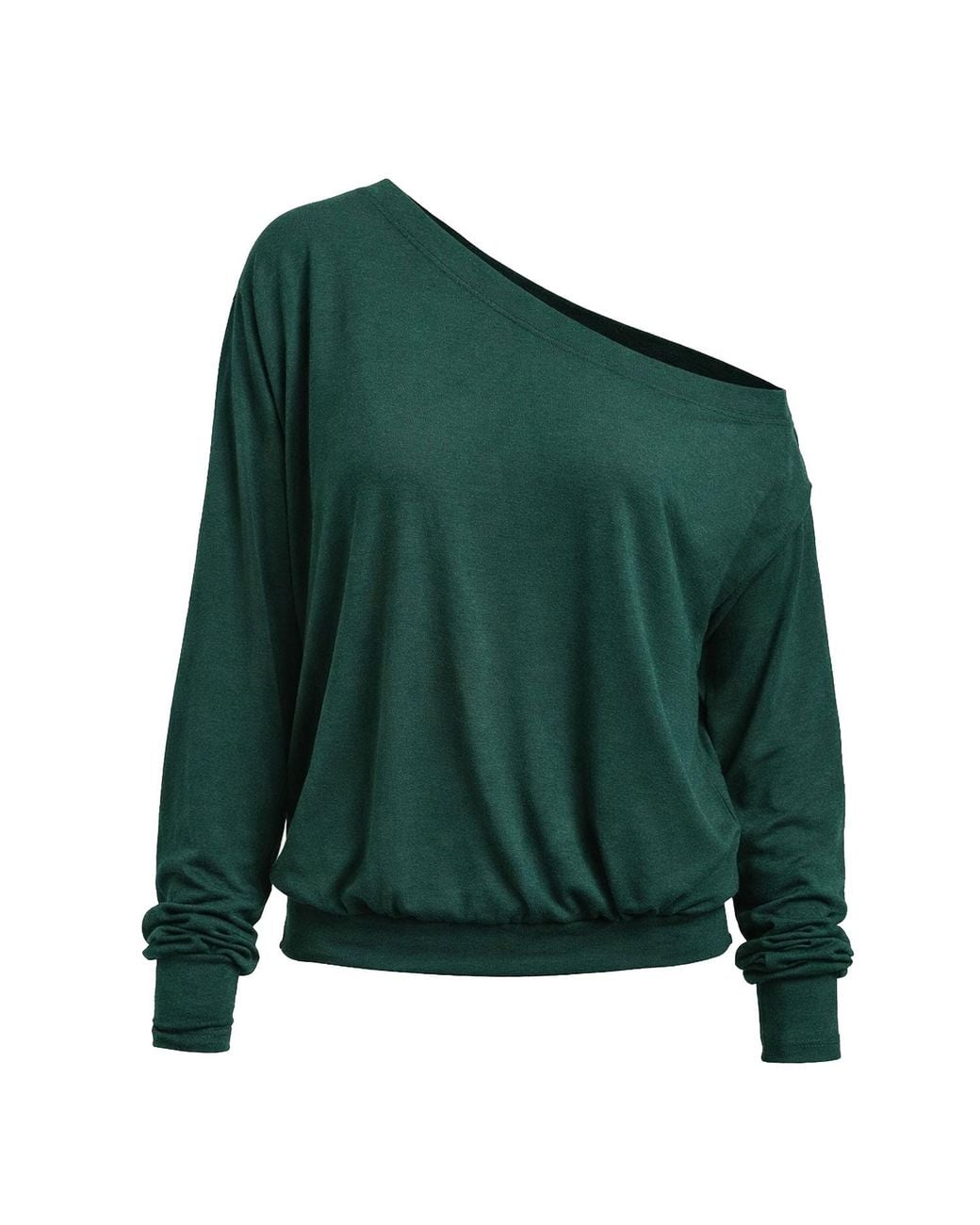 Marianne by Marie Jordane Green Selena Asymmetric Lyocell & Wool Sweater