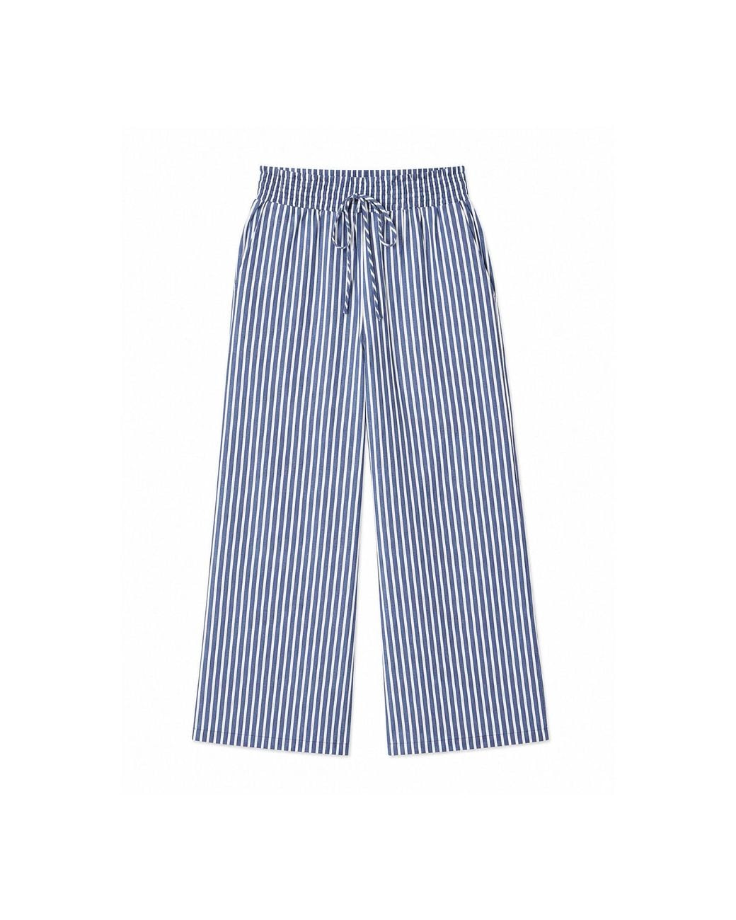 Yumi' Blue Stripe Relaxed Trousers
