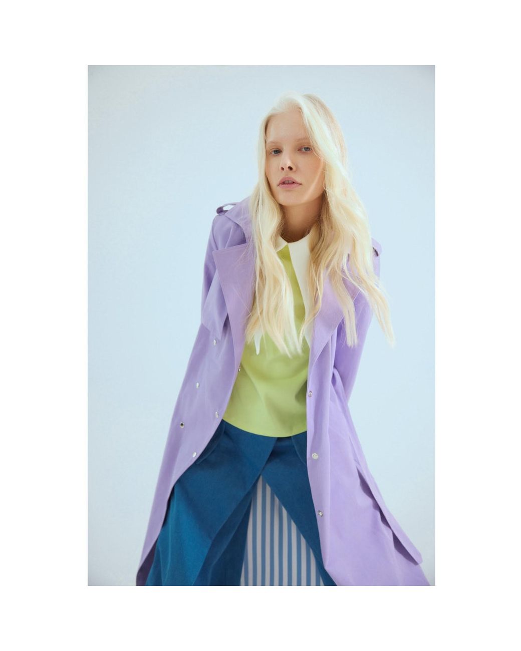 Julia Allert Yellow Semi-Formal Blouse With Double Contrasting Details Light Lime
