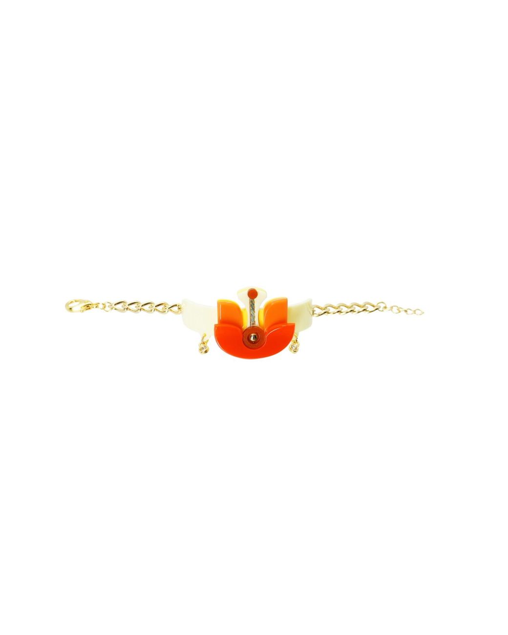 Gissa Bicalho Orange Acrylic Handmade Bracelet Lotus