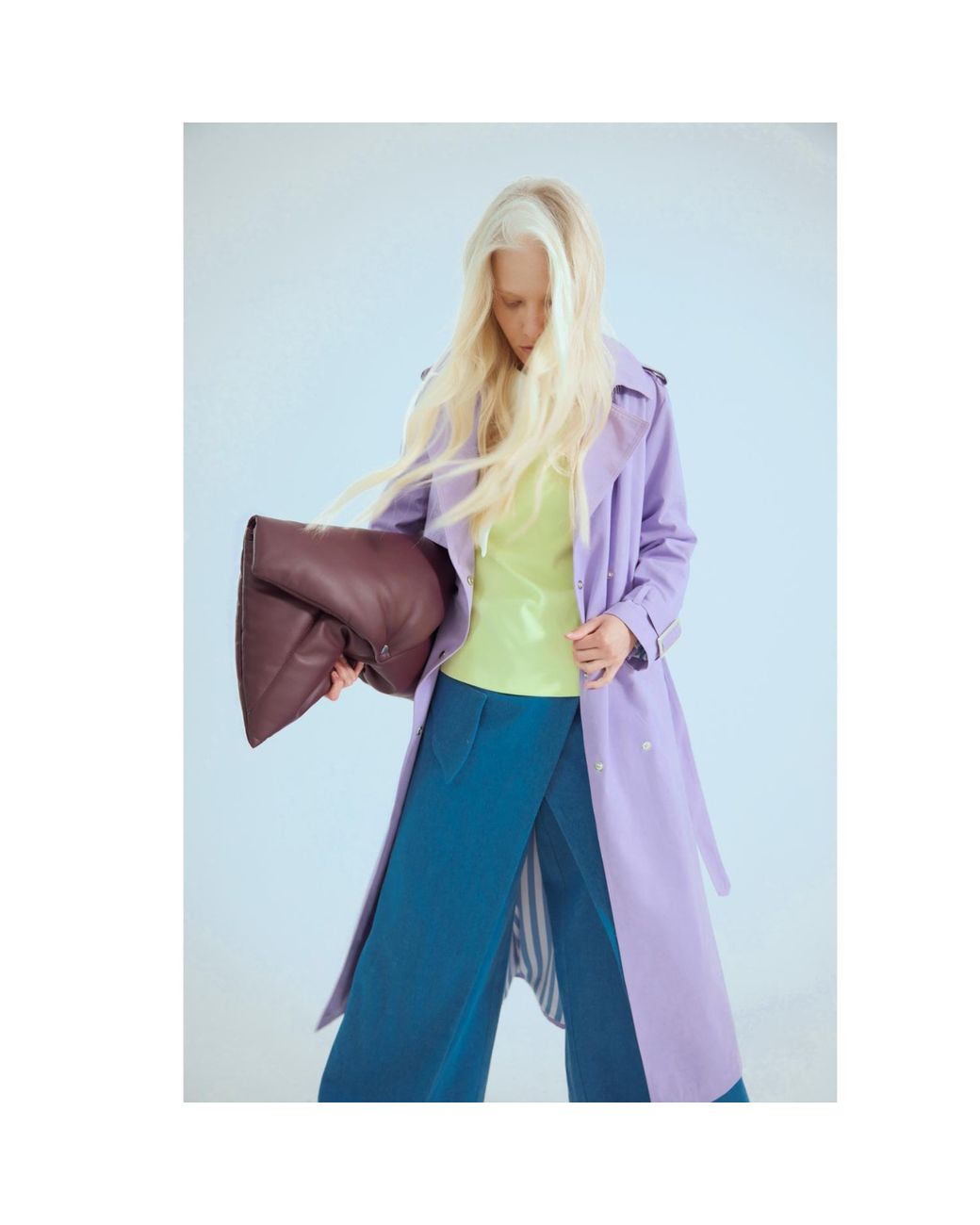 Julia Allert Blue High-Waisted Denim Wrap Trousers Skirt Effect