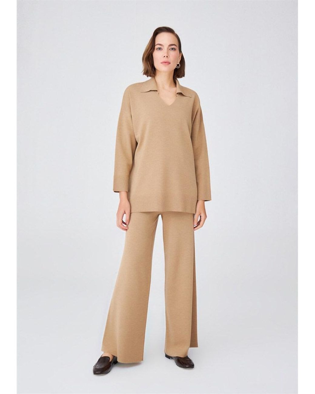 Peraluna Brown Bell Bottom Knit Trousers