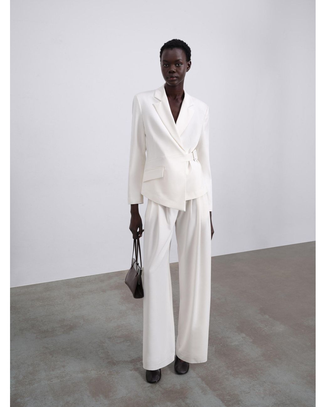 Sélone White Nore Asymmetric Wrap Blazer