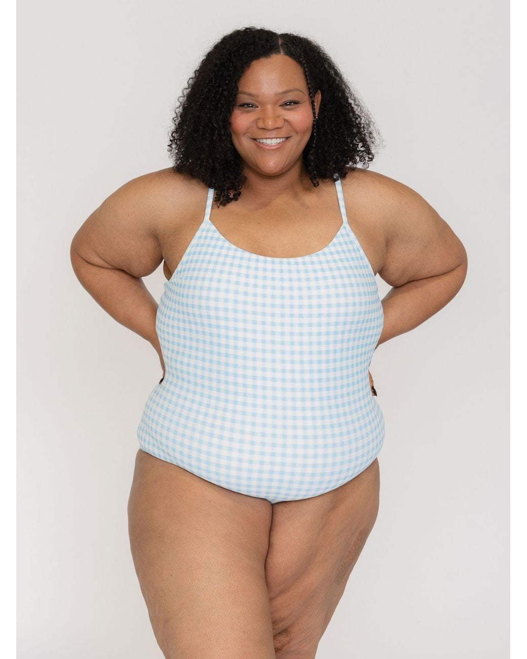 Lime Ricki Swimwear Blue Sky Gingham Tank One-Piece